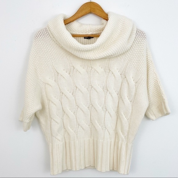 Express Cream Wool Blend Cable Knit Short Sleeves Sweater Size Xsmall - Picture 1 of 16